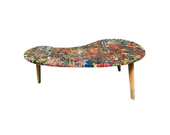 Graffiti Midcentury Kidney Bean Coffee Table