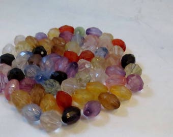 Assorted Color Faceted Round and Oval Acrylic Beads, Wholesale Bead Lots
