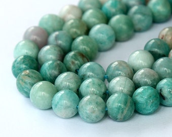 Russian Amazonite Beads, Dark, 8mm Smooth Round - 15 inch strand - eGR-AZ004-8