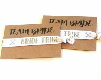 BRIDE Tribe - TEAM BRIDE, Bachelorette Favor, Hair Tie Favor, Bachelorette Party Favor, Hair Tie Bracelet, Bridesmaid Favor, Wedding Favor