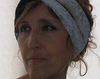 Headband / headband / headband black and white / lace/headband headband double white and Black Lace / headband women