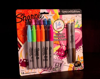 14 Count Sharpie Markers LIMITED EDITION Metallic Special Silver Gold Set Original Fine Permanent Sharpies Collection Scrapbook Drawing