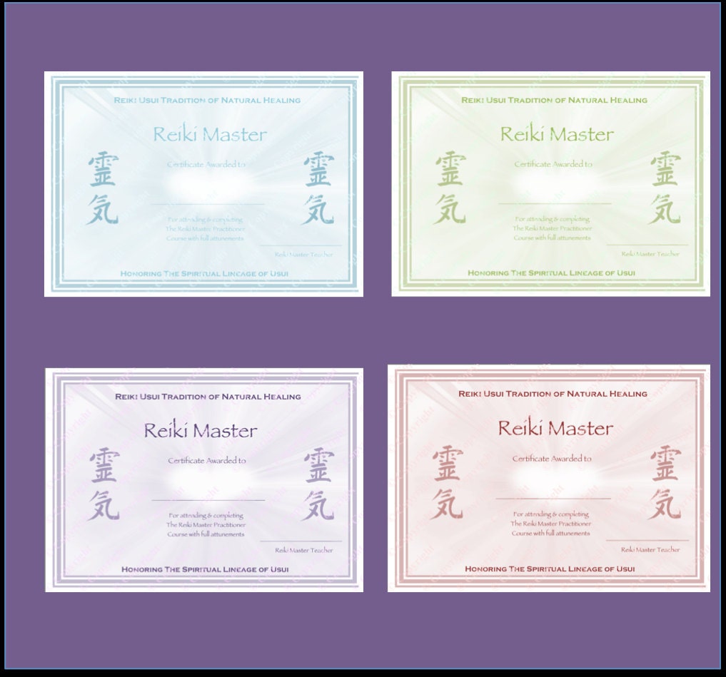 reiki certificate templates