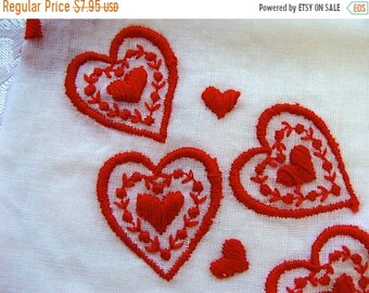 ONSALE Vintage Valentine Embroidered Hankie N0 7