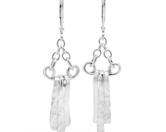 Goddess Sterling Silver Hammered Dangle Earrings