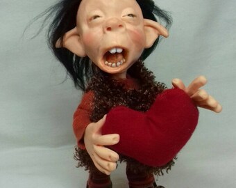 Man who Sneezes and gives Love and Luck Doll - ooak doll - handmade doll - polymer clay doll - doll decor - sculpted - unusual gift