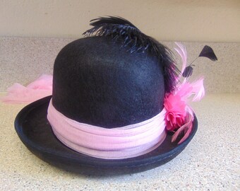 Black Pink Derby Bowler Costume Party Hat