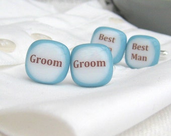 Wedding Party Handmade Glass Cufflinks