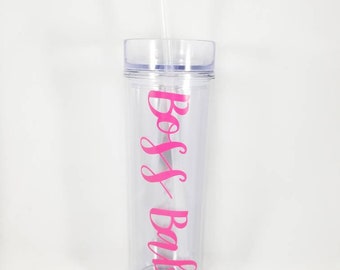 Boss Babe, 16oz Acrylic Tumbler, Vinyl Color Options Available, Team Gift