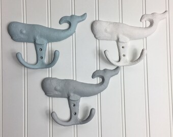 Cast Iron Wall Hook/ Whale Wall Hook/ Nursery Wall Hook/Bath Wall Hooks/Double Wall Hook