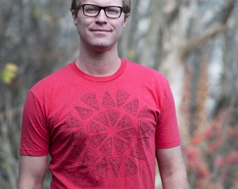 Pizza shirt screenprinted tee Red