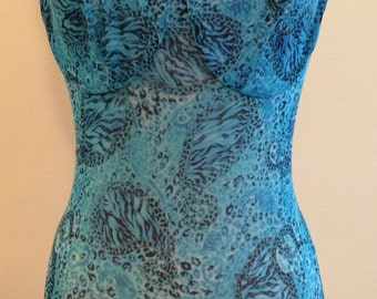 Sheer All Over Tan Vintage 1980s Bathing Suit One Piece