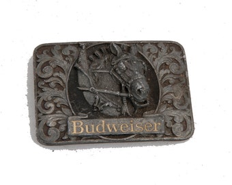 Vintage budweiser belt buckle heavy piece horse