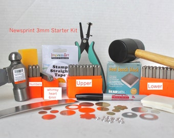 Metal Stamping Kit-Beginners Stamping Kit-Newsprint Impressart Font Set-Includes-Letter Sets Upper and Lower/Numbers