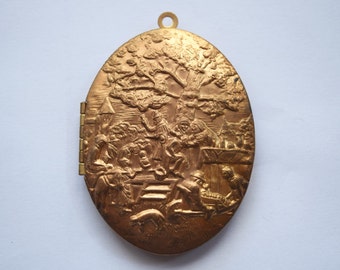 Brass Medieval Scene Large Locket