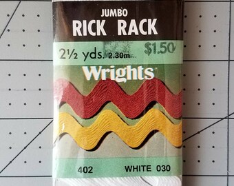 Vintage Wrights Jumbo Rick Rack Package - 2 1/2 yards - White