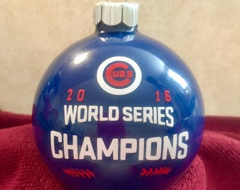 Chicago Cubs 2016 World Series Champions Blue Christmas Ornament