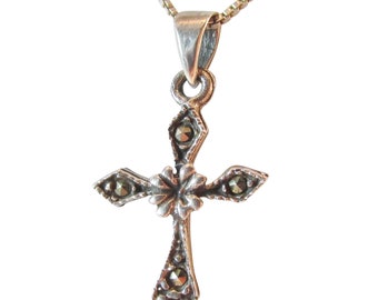 Sterling Marcasite Cross Pendant Vintage