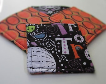 Halloween Coaster Set of Four, Fabric Coaster Set, Halloween Decor