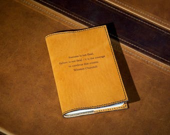 Free Engraving!!! Leather Journal with Custom Quote, Personalized Moleskine Cahier Notebook Cover, Refillable Journal, Engraved Notebook