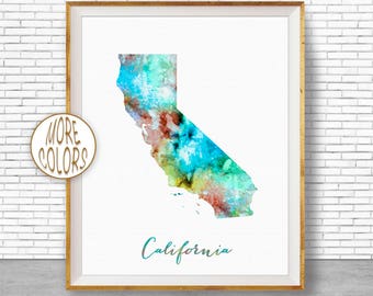 California State California Decor California Print California Map Art Print Map Artwork Map Print Map Poster Watercolor Map ArtPrintZone