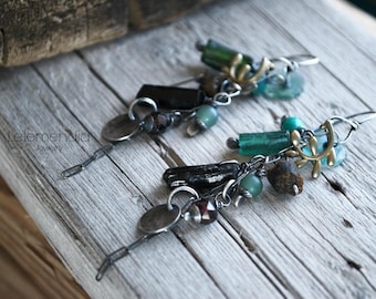 Olive Leaf Earrings Long Dangling Earrings Sterling Silver Gemstones Letemendia Jewelry Handmade Boho