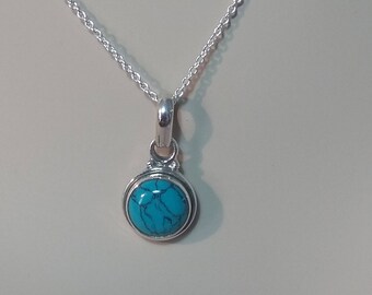Silver turquoise pendant; free shipping; 92.5 sterling
