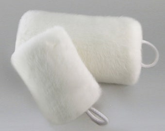 White Faux Fur Muff - FUR INSIDE & OUT, Super Soft Faux Fur Muffs