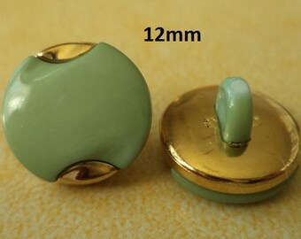 11 Small Buttons Light green 12 mm (5175) button Golden Gold