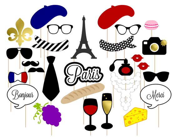 Printable Paris Photo Booth Props . Paris . Parisian . France
