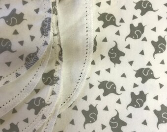 Grey Elephants flannel baby blanket