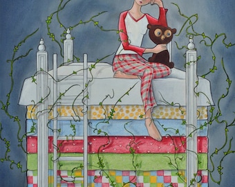 Princess and the Pea, fairy tale, small stuff, girl and teddy bear, sleep, pea, fantasy, sweet pea, Mary Pohlmann