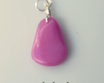 Polymer Clay Faux Sea Glass Pendant - pink