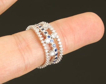 Solid sterling silver sapphire topaz ring