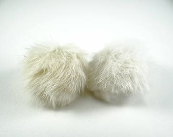 Mink Clip on Earrings, Vintage Mink Earrings, Cream Mink Earrings