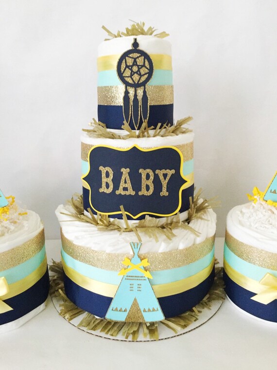 Tribal Baby Shower Diaper Cakes Set Of 3 Baby Shower