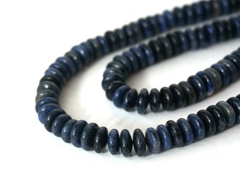 Blue Dumortierite Beads, 8mm x 4mm rondelle natural gemstone bead, Full & Half strands (776S)