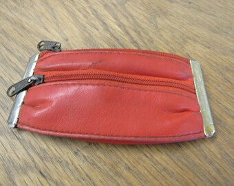 Vintage Red Plastic Zippered Coin Purse