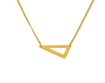 EMBLEME - Minimalist matte gold-plated necklace with simple triangle Arrow