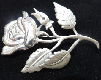 Vintage Lang Sterling Silver Rose Brooch
