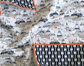Modern Baby Quilt, Whole Cloth Quilt, Toddler Quilt, Crib Quilt, Baby Quilt, Handmade Quilt, Boy Quilt - Mojave Morning