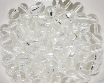 1 lot of 10 beads 6mm Pearl rock crystal quartz round