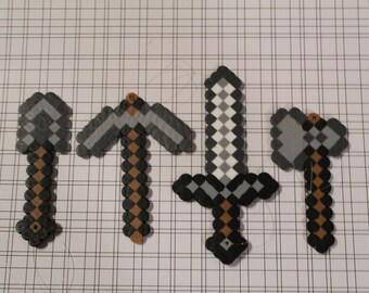 Minecraft | Weaponry Set | Set of 4 | Weapons | Christmas Ornaments | Perler Beads | Perler Art | Video Game
