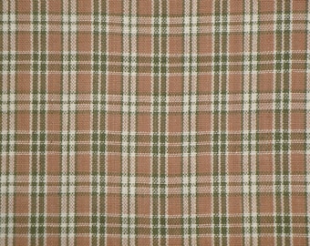 Cotton Fabric | Cotton Homespun Fabric | Plaid Fabric | Brown, Green And Natural Plaid Fabric | Doll Making Fabric | Curtain Fabric