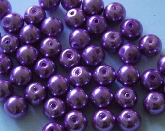 Set of 30 round pearls 8mm purple