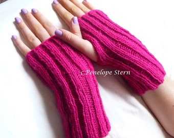 Womens Knit Mittens, Knit Fingerless Gloves, Winter Gloves, Fingerless Pink Mittens, Womens Gloves, Knit Gloves Womens, Knit Gloves Wool