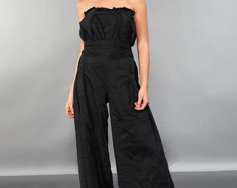 Black Jumpsuit, Womens Harem Jumpsuit, Womens Romper, Black Overall, Black Romper, Strapless Jumpsuit, Sleeveless Jumpsuit, Elegant Jumpsuit