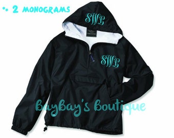 YOUTH Size ---CHARLES RIVER Monogrammed Rain Jacket Pullover -Includes 2 Monograms