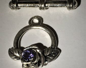 Floral Toggle Clasp with Swarovski Crystals