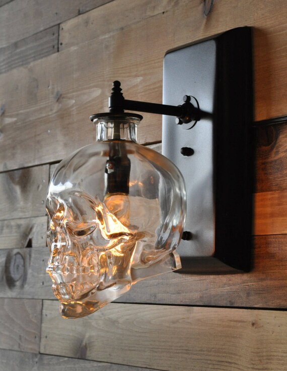 Applique Murale Tete De Mort Crystal Skull Vodka Wall Sconce With Vintage Style Edison Bulb Applique Murale Tete De Mort